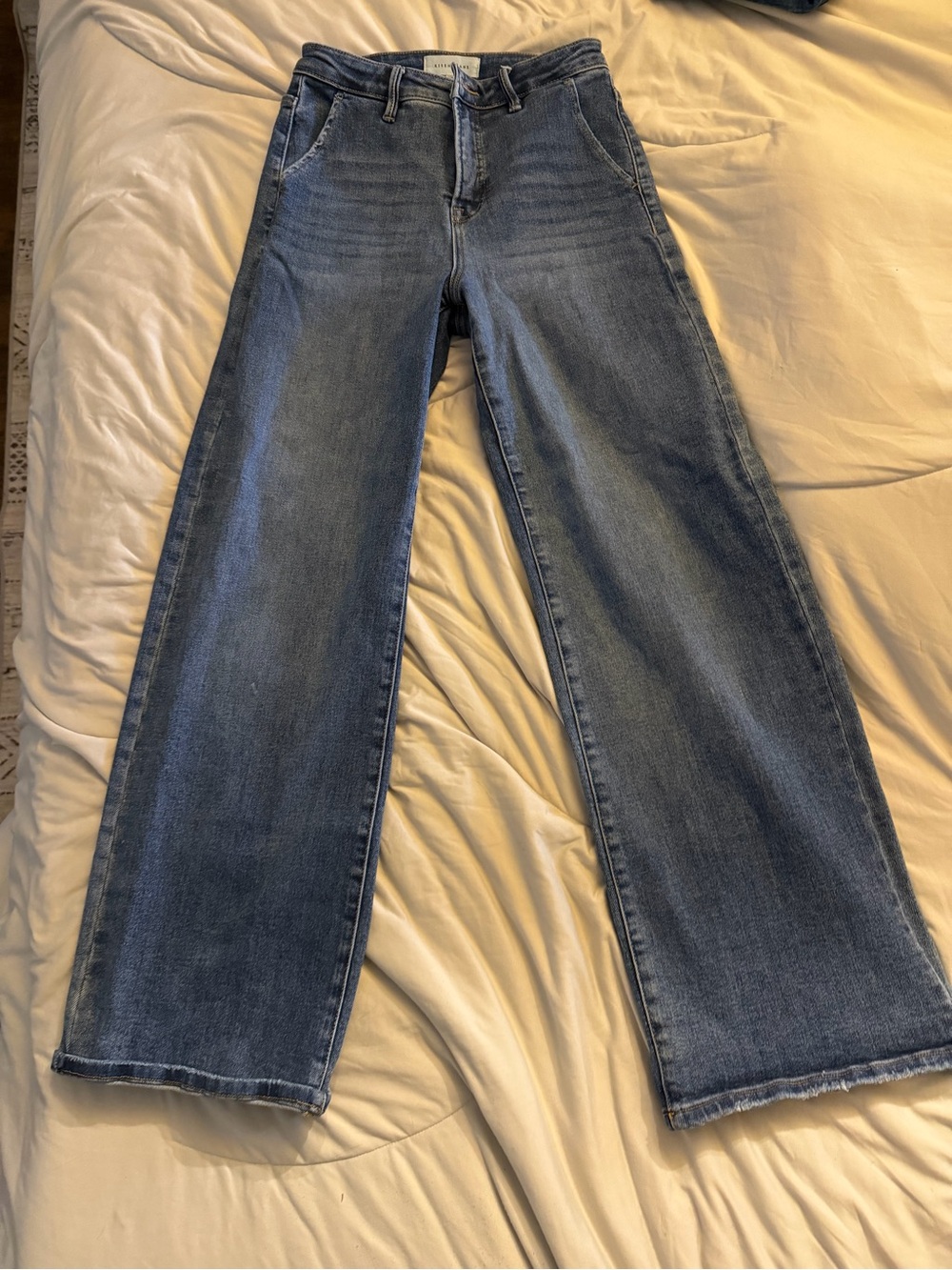Wide Leg Boot Cut Jeans - Dark Blue